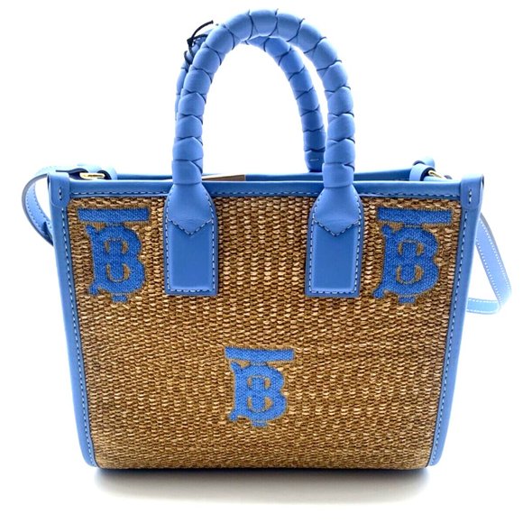 Burberry Freya TB Monogram Straw Tote - Picture 1 of 7